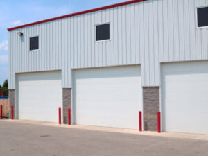 Commercial overhead doors on a building.